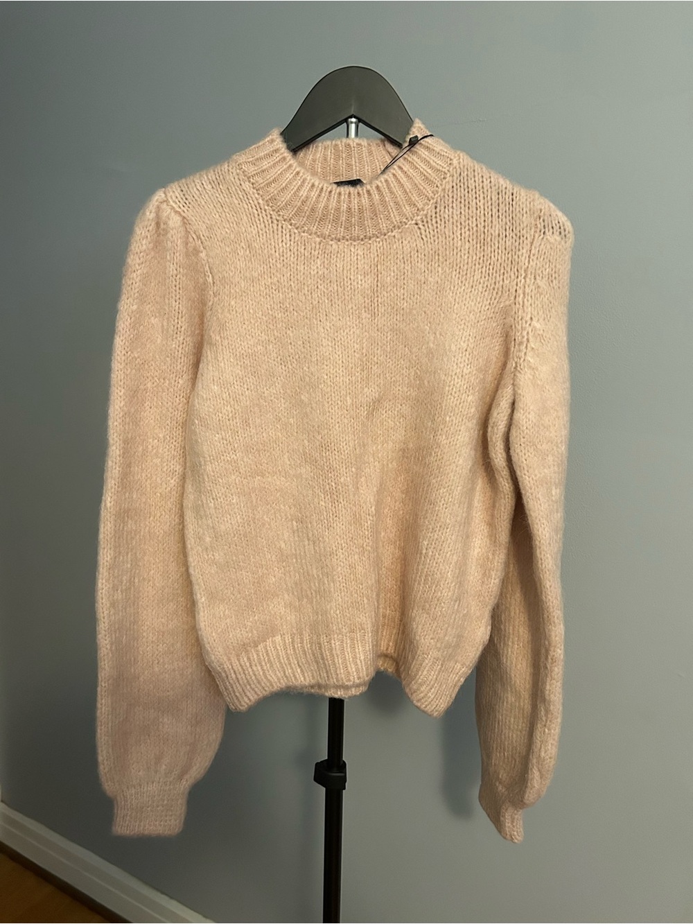 NWT Vero Moda Diana High Neck Puff Sleeve Sweater in Sepia Rose Size Small